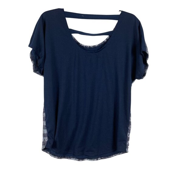 Matices Women Short Sleeve Floral Lace Pullover Top Shirt Sise L - Picture 2 of 6